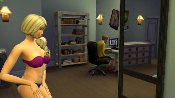 Blonde Mom Catching Up Her Son Masturbating In Front Of The Computer